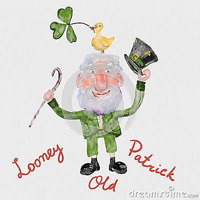 Looney Old Patrick doodle Cartoon Illustration