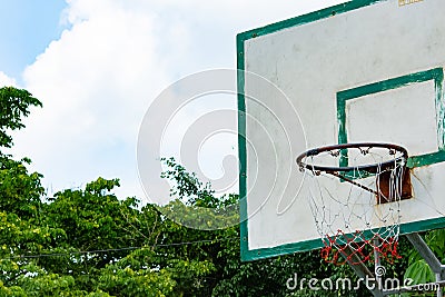 The loop and the basketball hoop damaged Stock Photo