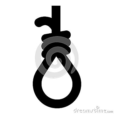 Loop for gallows hangman's noose Rope suicide lynching icon black color vector illustration image flat style Vector Illustration