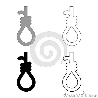 Loop for gallows hangman's noose Rope suicide lynching set icon grey black color vector illustration image solid fill outline Vector Illustration