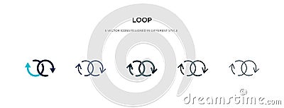 Loop icon in different style vector illustration. two colored and black loop vector icons designed in filled, outline, line and Vector Illustration