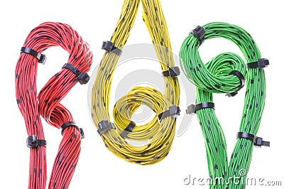 Loop and twist colorful computer cables Stock Photo