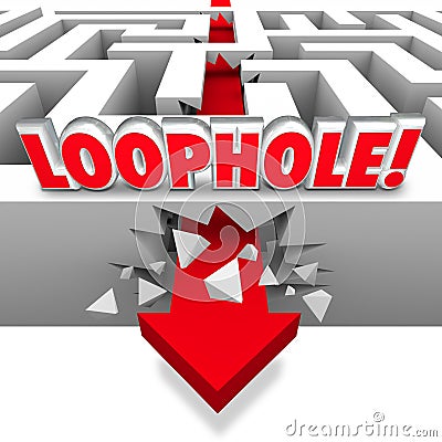 Loophole Arrow Crashing Through Maze Avoid Paying Taxes Cheating Stock Photo