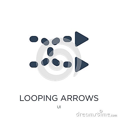 looping arrows with broken line icon in trendy design style. looping arrows with broken line icon isolated on white background. Vector Illustration