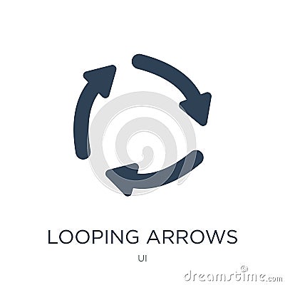 looping arrows icon in trendy design style. looping arrows icon isolated on white background. looping arrows vector icon simple Vector Illustration