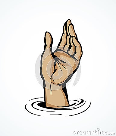 Hand pulls up. Vector drawing Vector Illustration