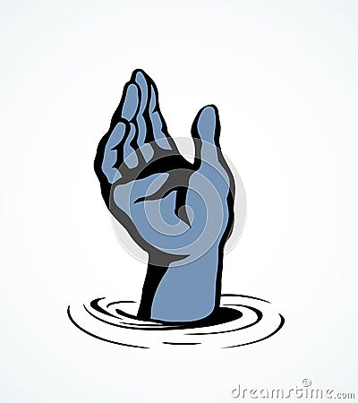 Hand pulls up. Vector drawing Vector Illustration