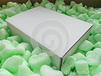 Loose fillers in the parcel box for shipping protection Stock Photo