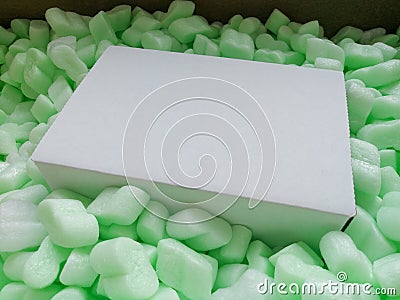 Loose fillers in the parcel box for shipping protection Stock Photo