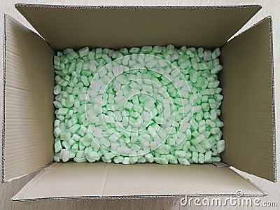Loose fillers in the parcel box for shipping protection Stock Photo