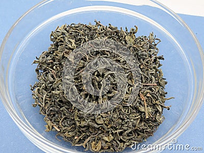Loose green gunpowder tea Stock Photo