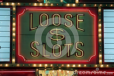 Loose slots gambling neon lights Editorial Stock Photo