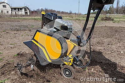 Loosens the soil cultivator close-up Stock Photo