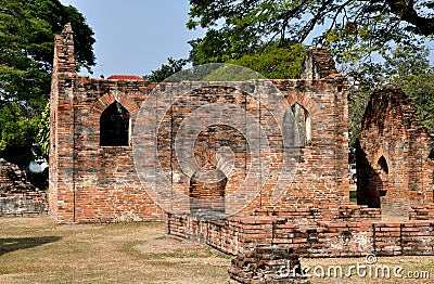 Lopburi, Thailand: Ruins at Wat Phra Narai Rachanivej Stock Photo