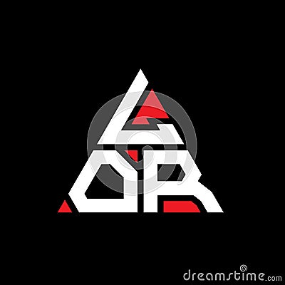 LOR triangle letter logo design with triangle shape. LOR triangle logo design monogram. LOR triangle vector logo template with red Vector Illustration