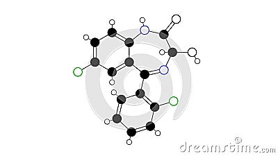 lorazepam molecule, structural chemical formula, ball-and-stick model, isolated image benzodiazepines Stock Photo