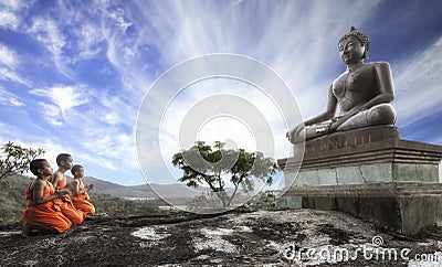 Lord Buddha Day or Vesak Day, Buddhist monk prayin Editorial Stock Photo