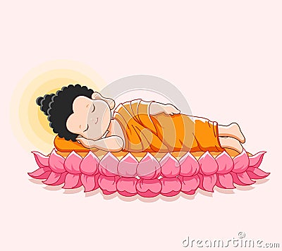 Lord Buddha`s nirvana on the lotus Happy vesak day Vector Illustration