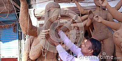 Lord durga sculpture made Hindu religious sculpture art shop Editorial Stock Photo