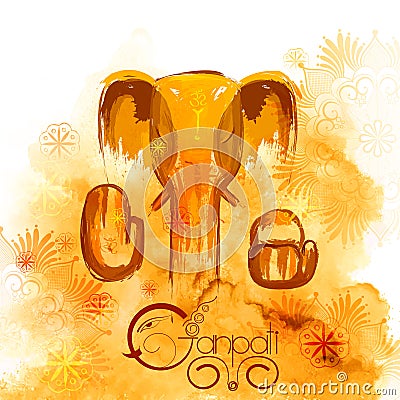 Lord Ganapati background for Ganesh Chaturthi in paint style Vector Illustration