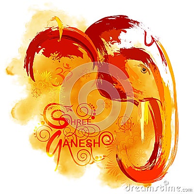 Lord Ganapati background for Ganesh Chaturthi in paint style Stock Photo