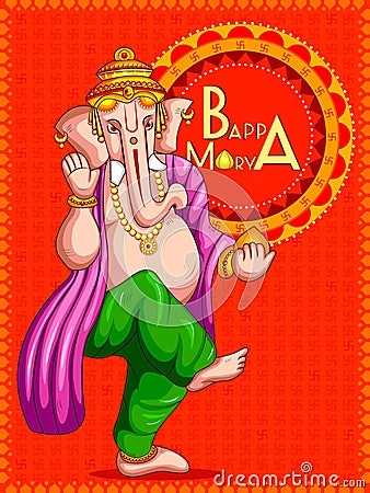 Lord Ganapati for Happy Ganesh Chaturthi festival background Vector Illustration