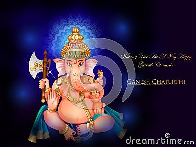 Lord Ganapati for Happy Ganesh Chaturthi festival religious banner background Vector Illustration