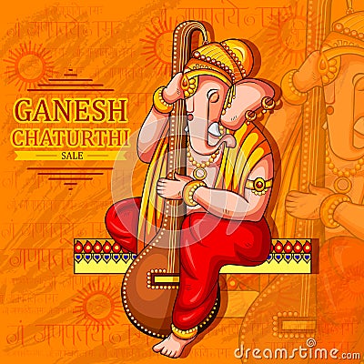 Lord Ganapati for Happy Ganesh Chaturthi festival shopping sale offer promotion advetisement background Vector Illustration