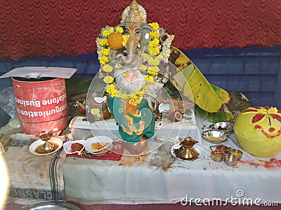 Lord Ganesh Chaturthi or Ganesh pooja Stock Photo