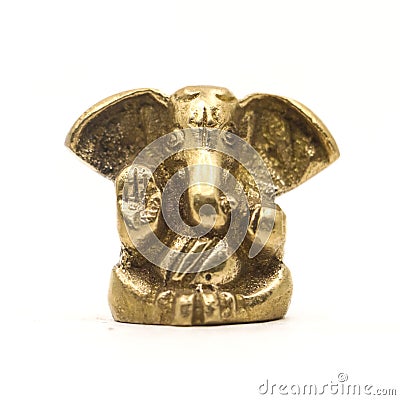 lord ganesh of hindu religion golden statue blessing Stock Photo