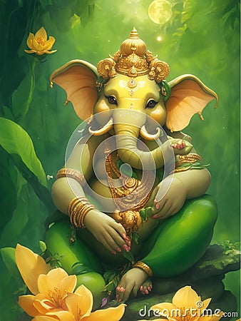 Lord Ganesh is worshiped first before starting anything new. Lord Ganesha clears the obstacles . Stock Photo