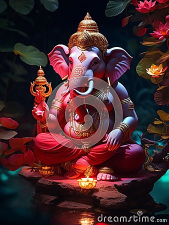 Lord Ganesh is worshiped first before starting anything new. Lord Ganesha clears the obstacles . Stock Photo