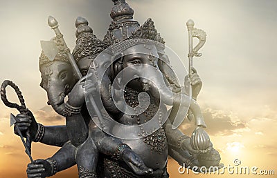 Lord Ganesha , Ganesha Festival Golden Ganesha has old power in religious sites that are separated from the latter Stock Photo