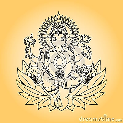 Lord ganesha indian god with elephant head Vector Illustration