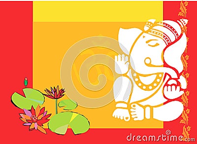 Lord Ganesha with lotus plant Vector Illustration