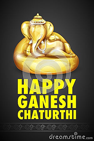 Lord Ganesha made of gold for Ganesh Chaturthi Vector Illustration