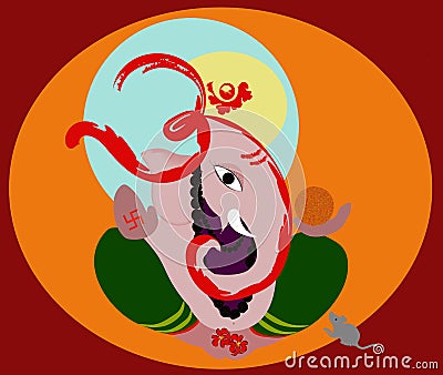 Lord Ganesha ! With Om symbol Vector Illustration