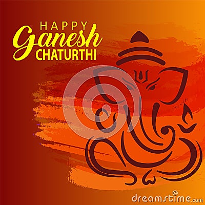 Lord Ganesha in paint style Ganesh Chaturthi Vector Illustration