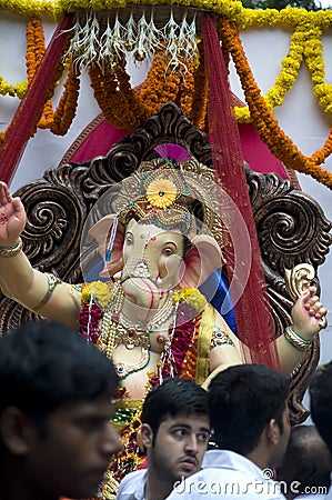 Lord Ganesha Procession Three Editorial Stock Photo