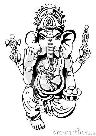 Lord Ganesha sketch on a background. Vector Vector Illustration