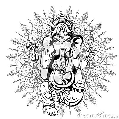 Lord Ganesha sketch on a background. Vector Vector Illustration