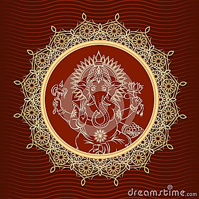 Lord Ganesha sunburst Vector Illustration