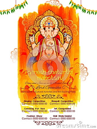 Lord Ganpati background for Ganesh Chaturthi Vector Illustration