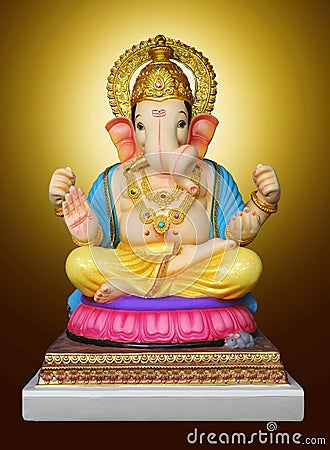 Lord Ganpati colourful background for Ganesh Chaturthi festival, Happy Ganesh Chaturthi Greeting Card design, Copy Space Stock Photo