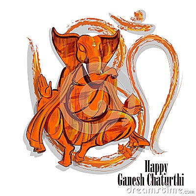 Lord Ganpati on Ganesh Chaturthi background Vector Illustration