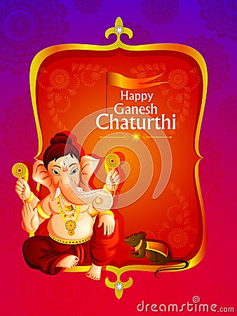 Lord Ganpati on Ganesh Chaturthi background Vector Illustration