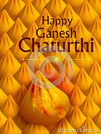 Lord Ganpati on Ganesh Chaturthi background Vector Illustration