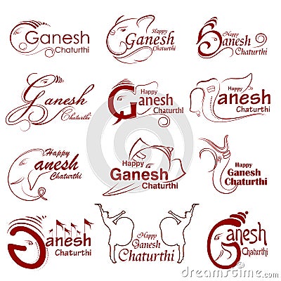 Lord Ganpati on Ganesh Chaturthi background Vector Illustration