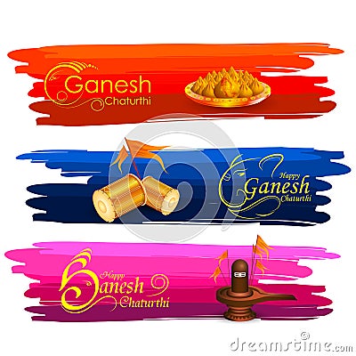 Lord Ganpati on Ganesh Chaturthi background Vector Illustration