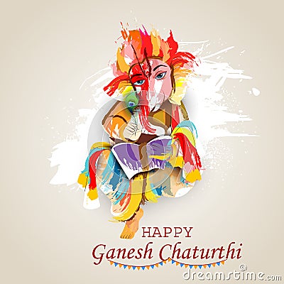 Lord Ganpati on Ganesh Chaturthi background Vector Illustration